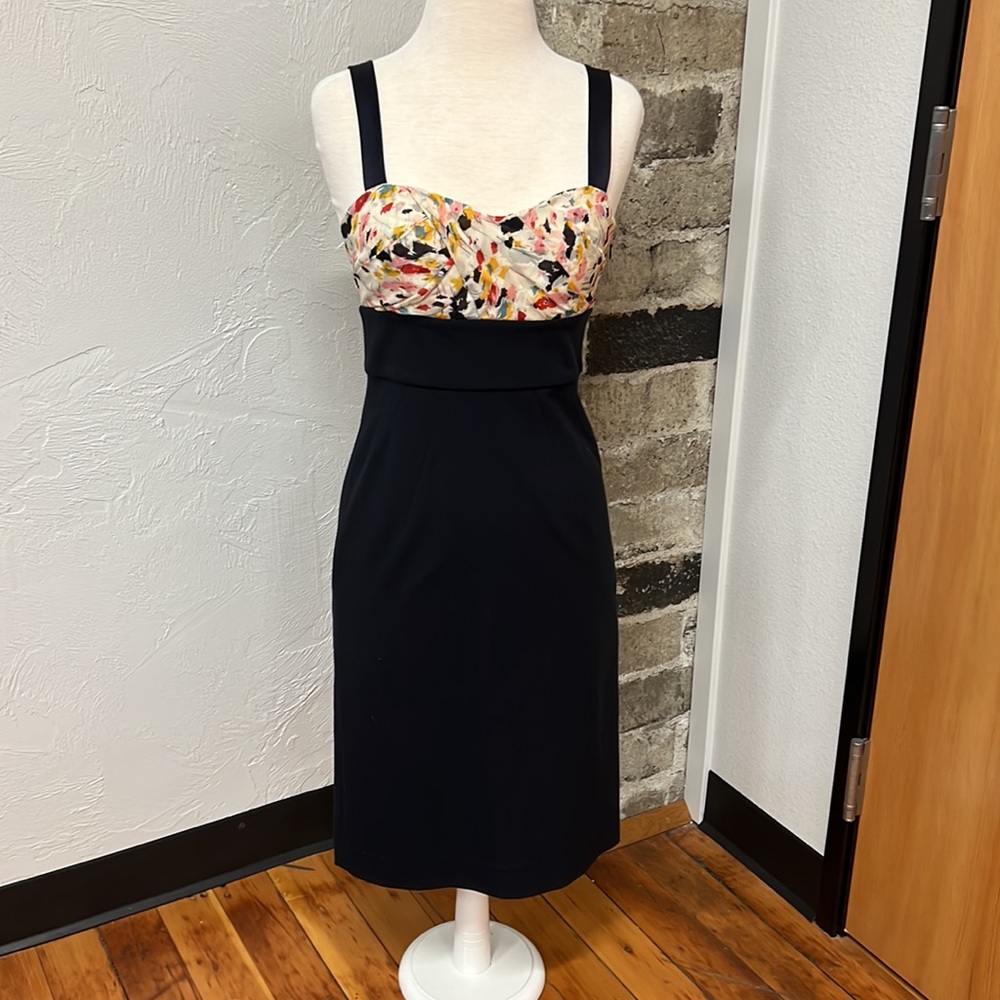 Diane Von Furstenberg Knee Length Navy Empire Waist Cocktail Dress Size 4